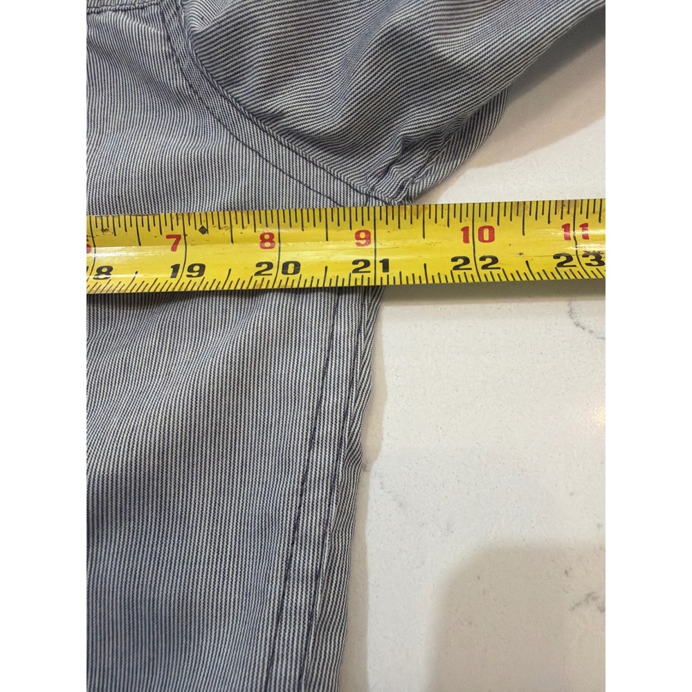 Drill Clothing Company Mens Small Blue White Striped Roll Tab Button Down Shirt - Picture 8 of 8